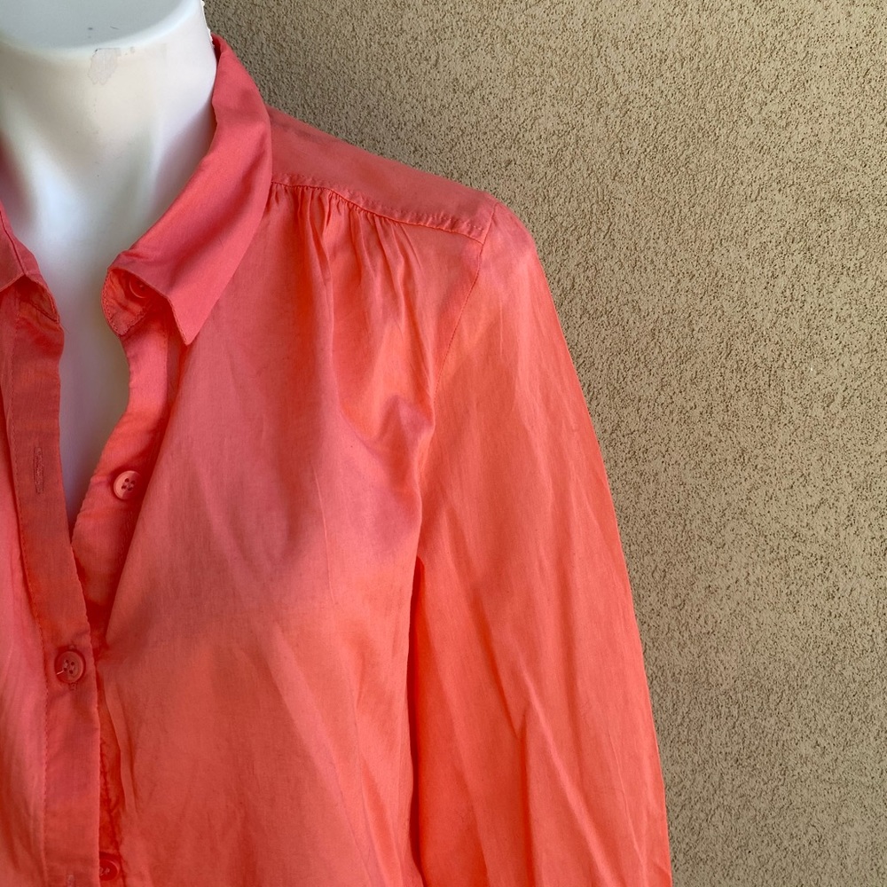 Orange Crush Button Down Boyfriend Shirt Dress - Picture 6 of 6